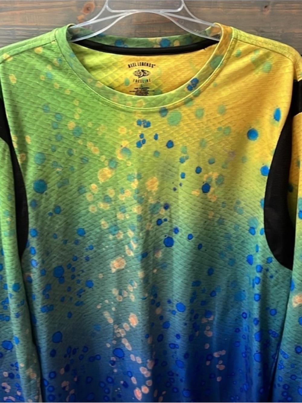 Reel Legends Gradient Splash Long Sleeve Shirt - Yellow Green Blue - Picture 2 of 9